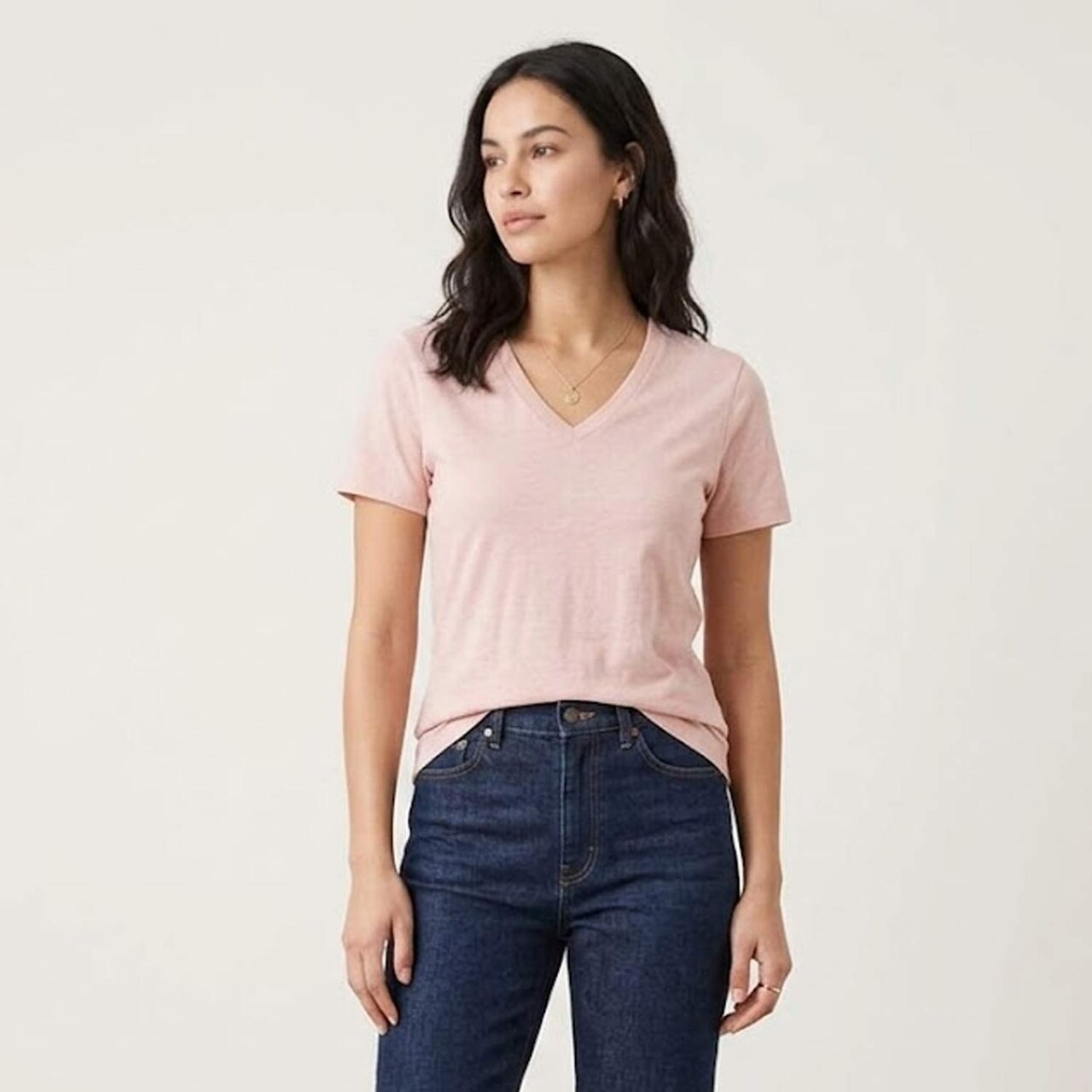 BELLA + CANVAS Women’s CVC V-Neck Short Sleeve T-Shirt Lightweight Soft Tee for Everyday Wear